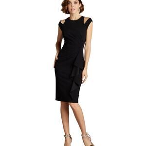 Tadashi Shoji Navin Shoulder Cut Out Black Dress size XS Cocktail Sexy LBD